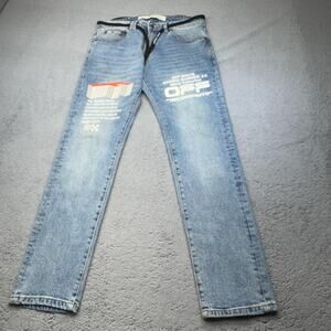 Off-White Jeans Men 33x31 Incompiuto Golden Ratio Graphic Italy Slim Straight